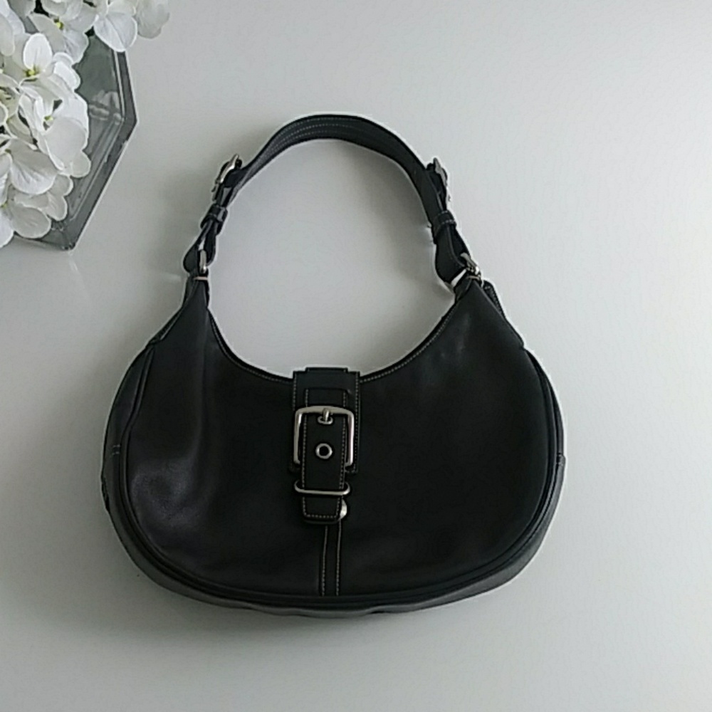 Coach black leather hobo